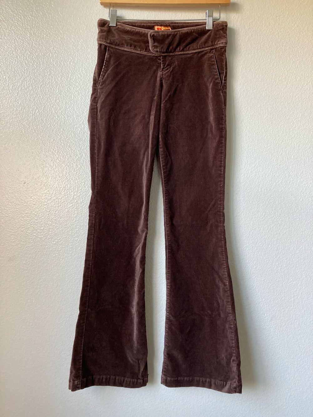 Vintage Y2k Anthropologie Twill twenty two 22 super low rise Velvet flares pants
